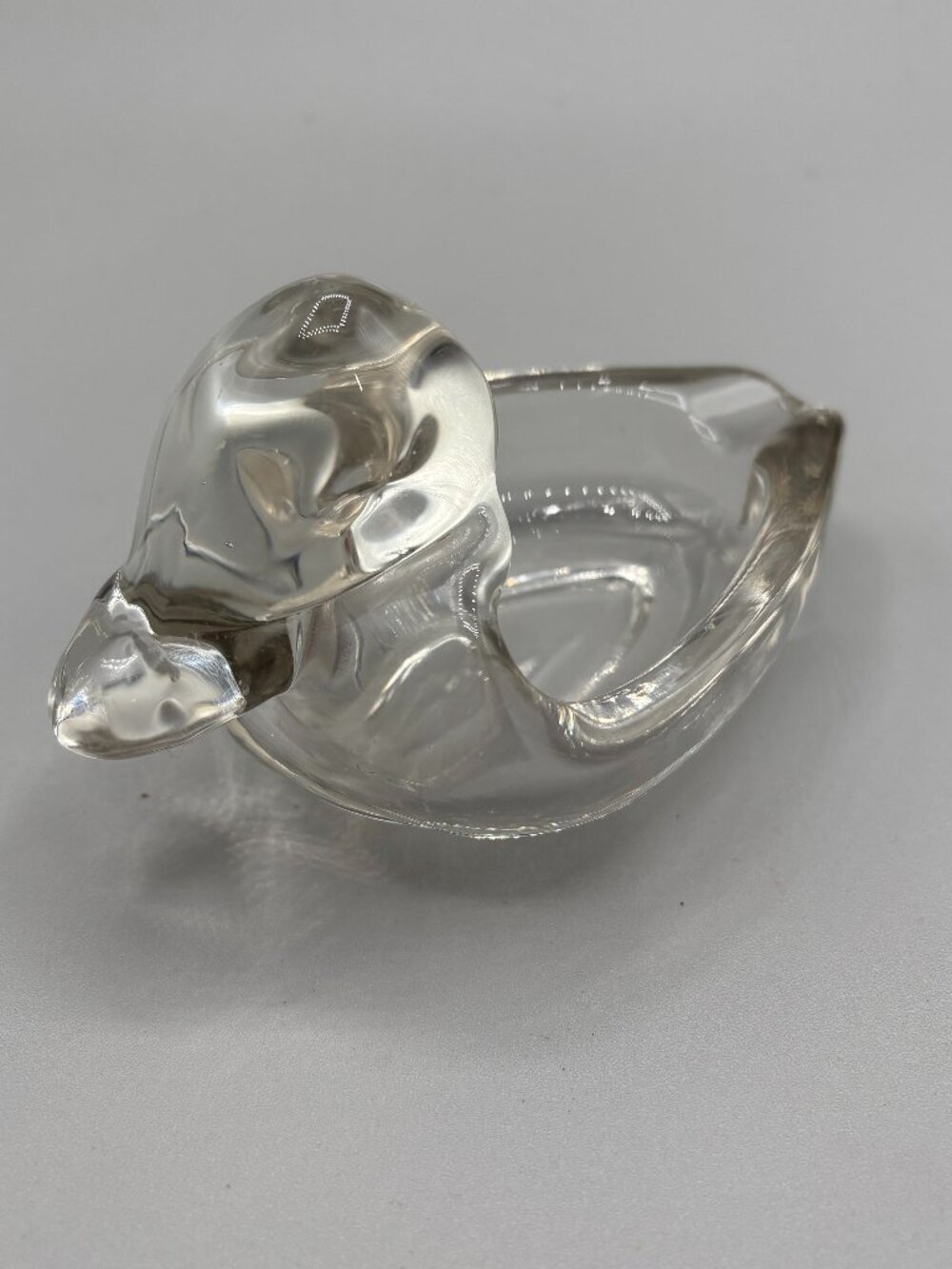 1940s Vintage Duncan & Miller Paul Mall Clear Glass Larger Size Duck Ashtray